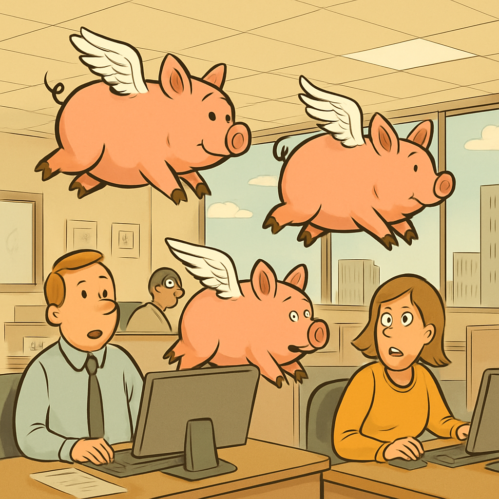 Flying pigs illustration